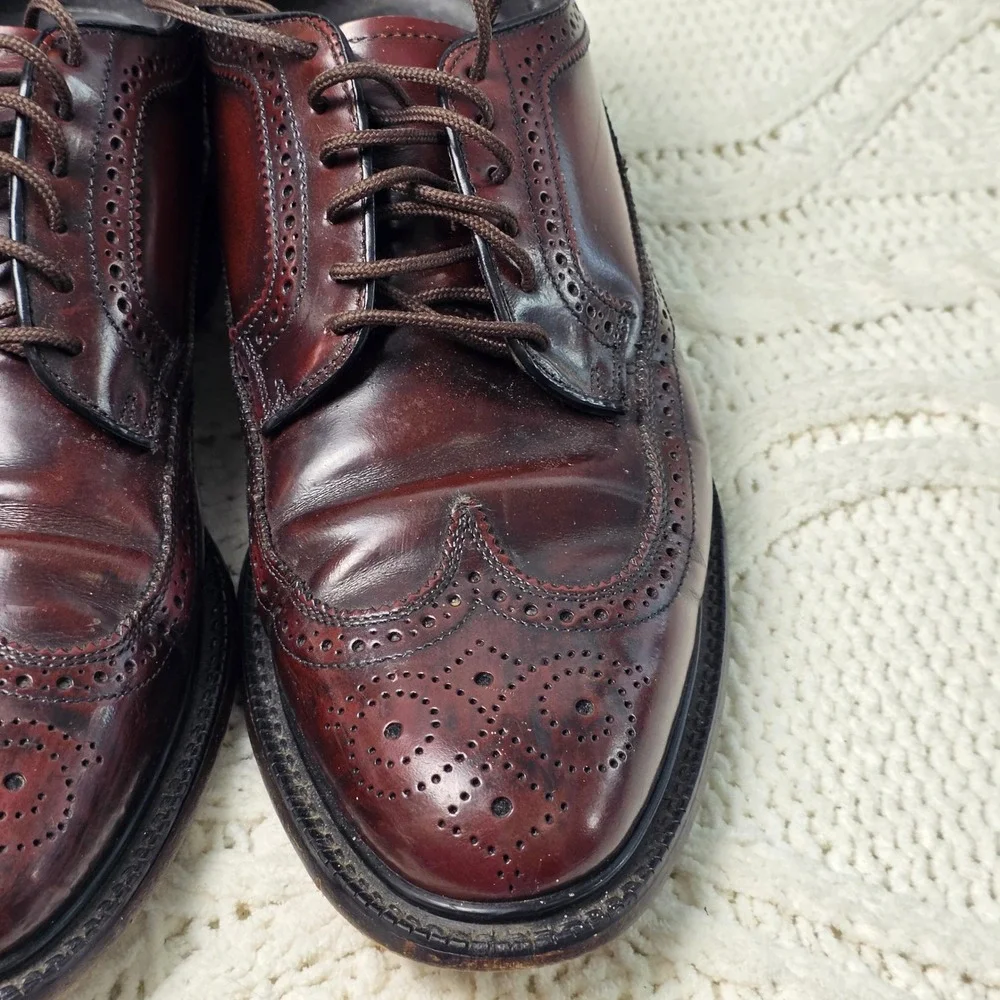 VTG Hanover Shell Cordovan Dress Shoes Mens 9.5 D/B‎ Burgundy Brown Wingtip